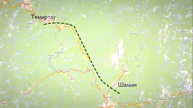 Карта линии Темиртау - Кондома